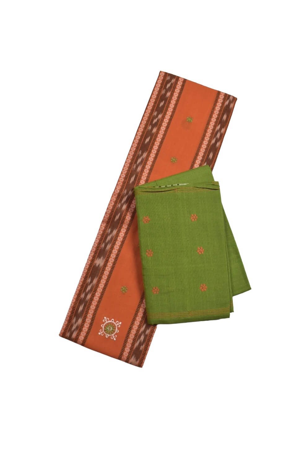 Orange Colour Sambalpuri Handloom Cotton Bomkai Dress Material