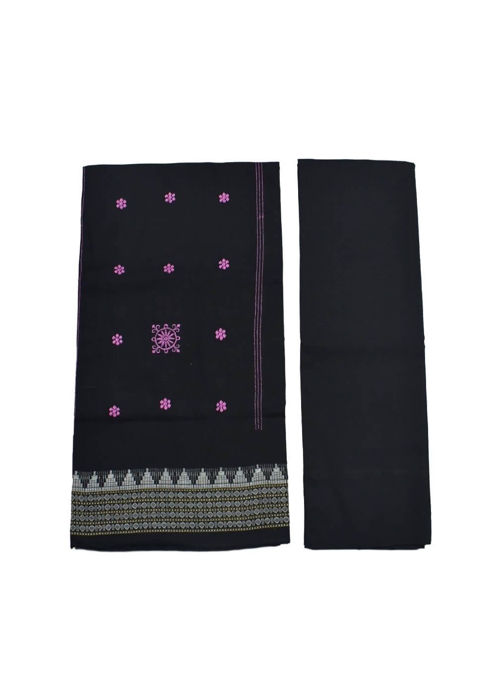 Pink Colour Sambalpuri Handloom Cotton Bomkai Dress Material - Image 2
