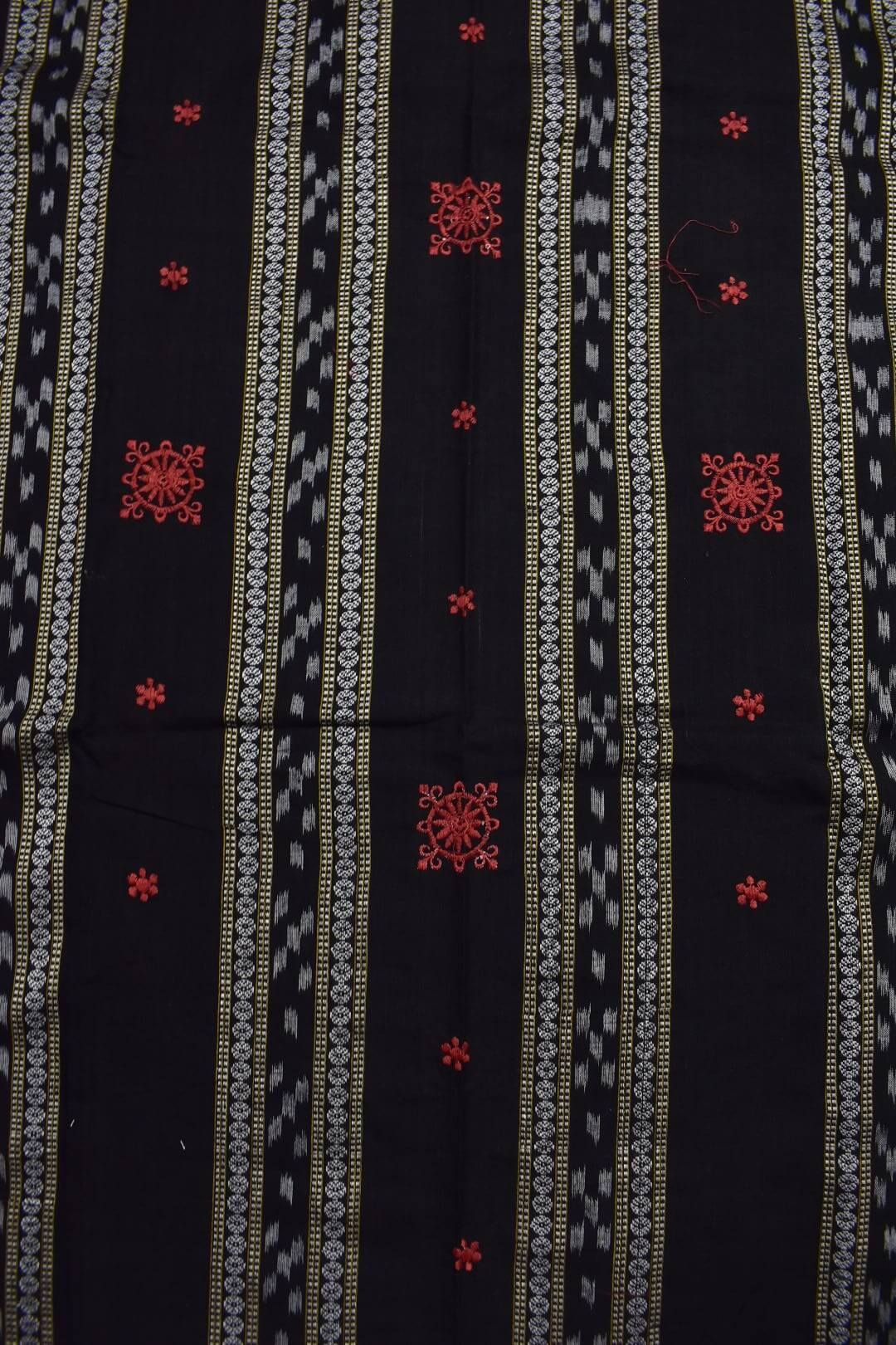 Black Colour Sambalpuri Handloom Cotton Bomkai Dress Material - Image 5