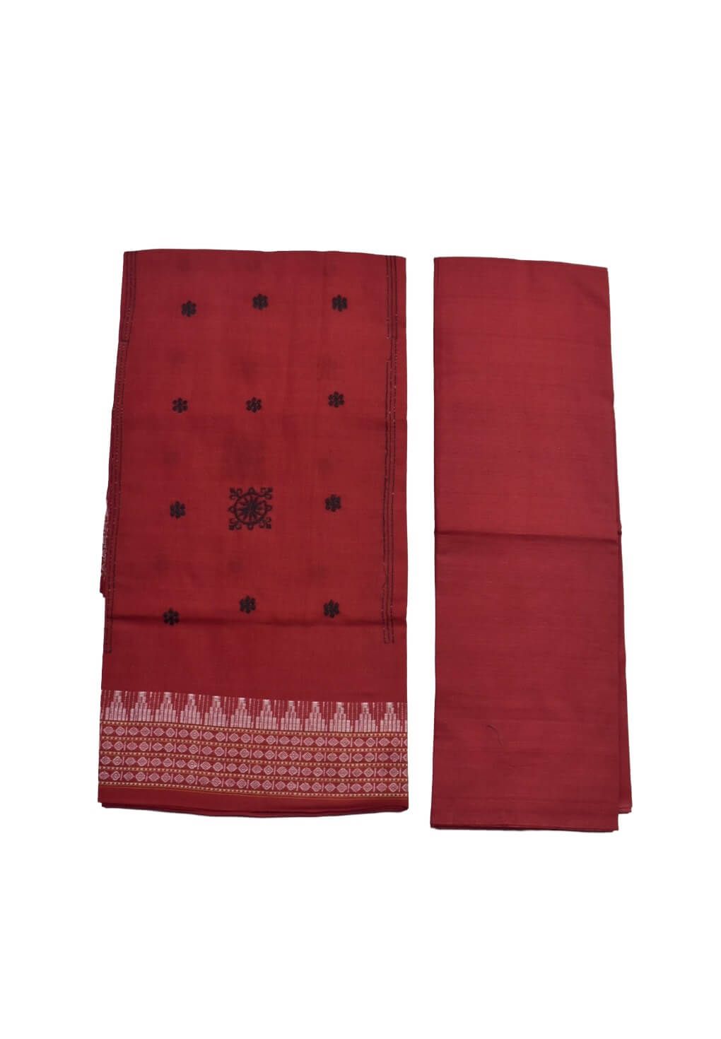 Black Colour Sambalpuri Handloom Cotton Bomkai Dress Material - Image 2