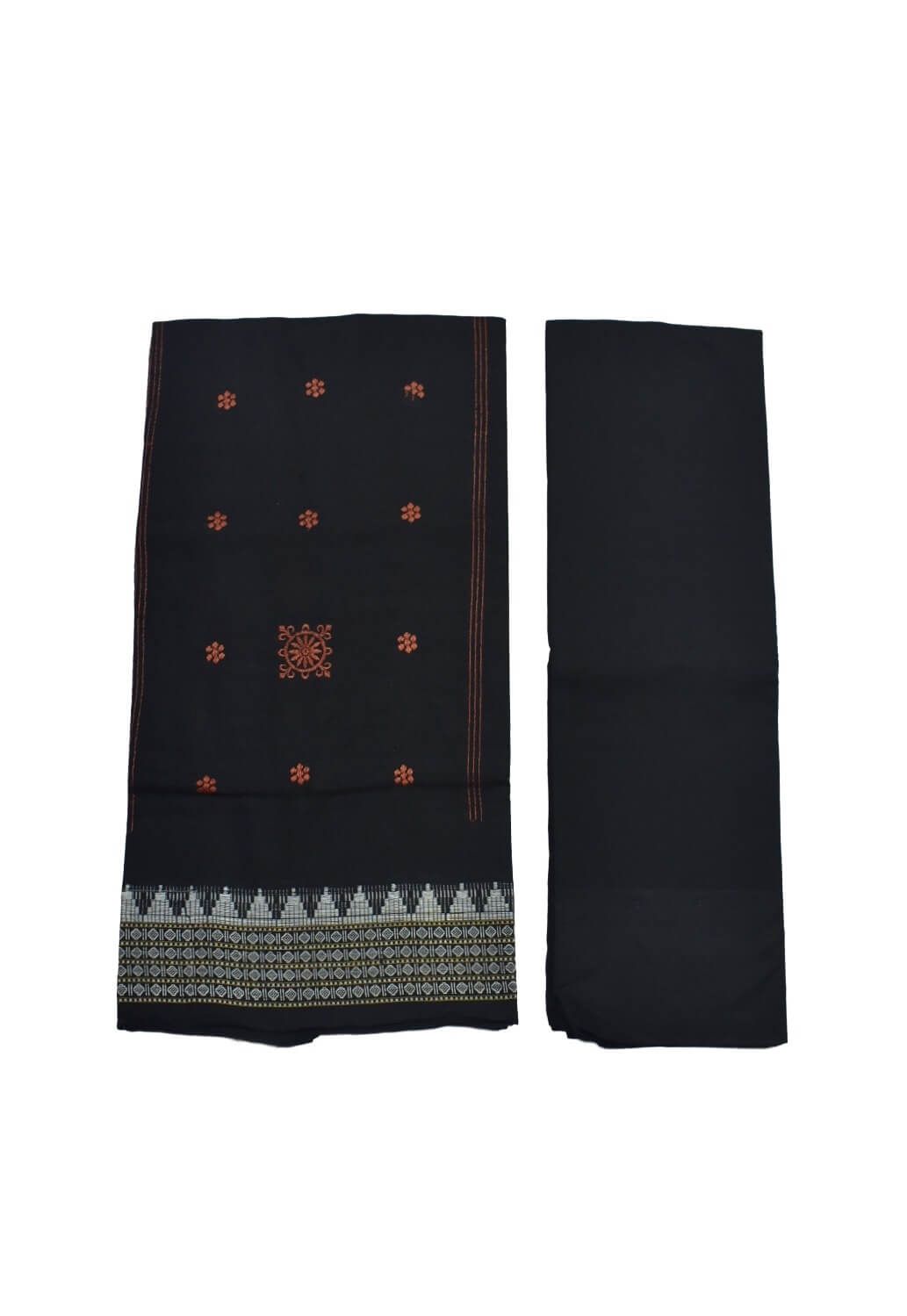 Maroon Colour Sambalpuri Handloom Cotton Bomkai Dress Material - Image 2