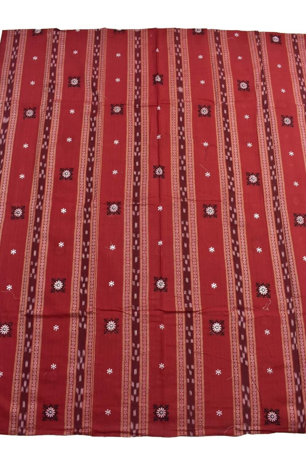 Red Colour Sambalpuri Handloom Cotton Bomkai Dress Material - Image 4