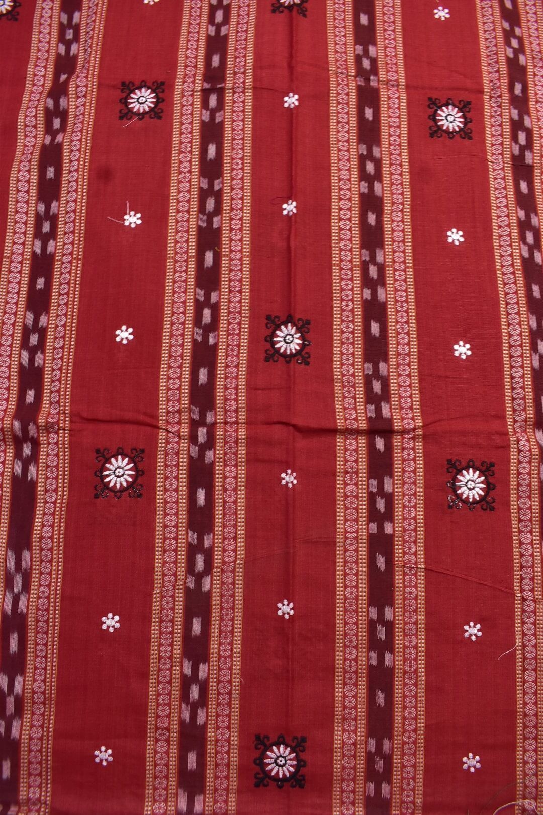 Red Colour Sambalpuri Handloom Cotton Bomkai Dress Material - Image 5