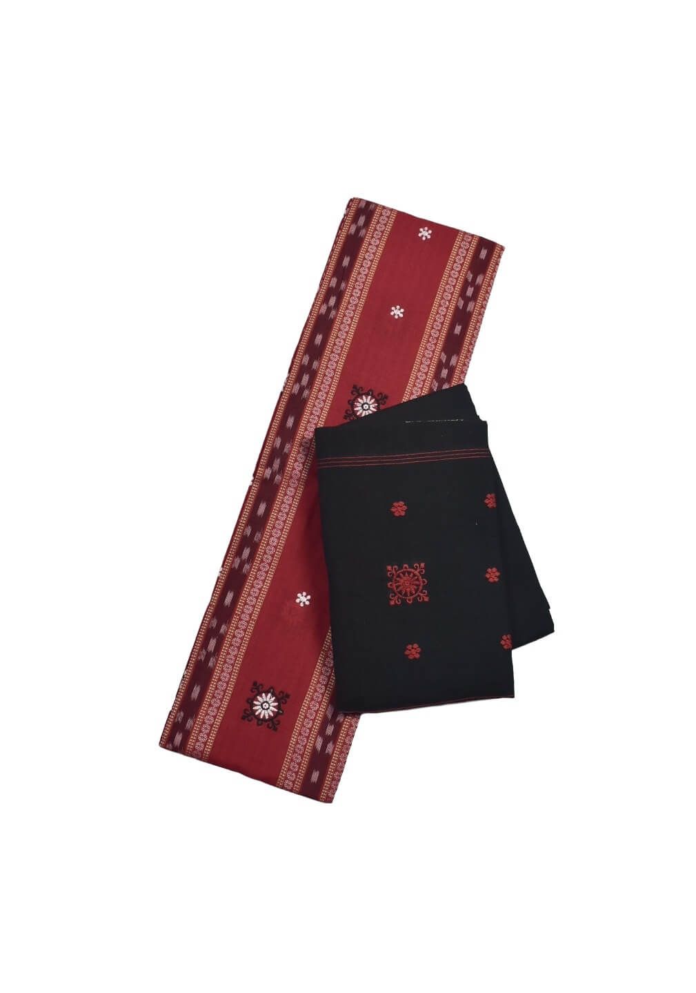Red Colour Sambalpuri Handloom Cotton Bomkai Dress Material