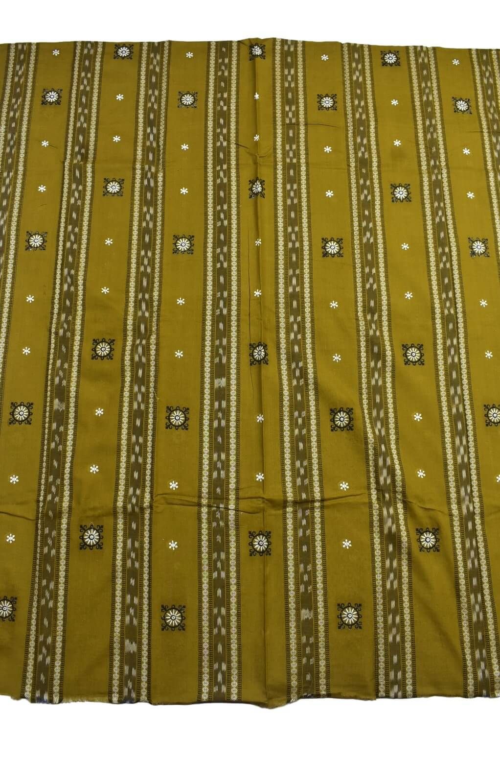 Yellow Colour Sambalpuri Handloom Cotton Bomkai Dress Material - Image 4