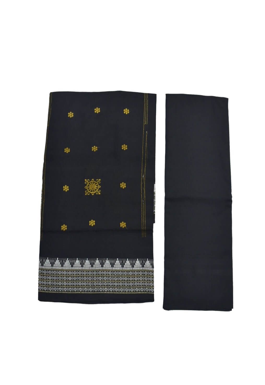 Yellow Colour Sambalpuri Handloom Cotton Bomkai Dress Material - Image 2