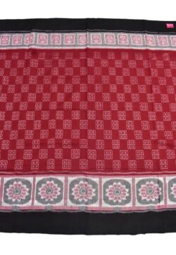 Red Colour Plane Border Sambalpuri Handloom Cotton Saree