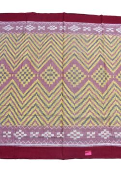 Pitch Colour Plane Border Sambalpuri Handloom Cotton Saree