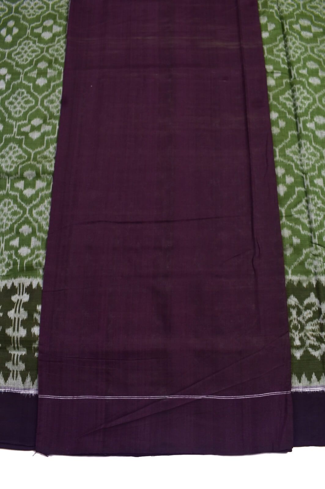 Mehendi Colour Plane Border Sambalpuri Handloom Cotton Saree - Image 5
