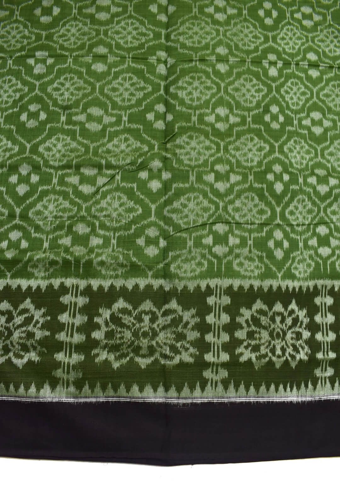 Mehendi Colour Plane Border Sambalpuri Handloom Cotton Saree - Image 4