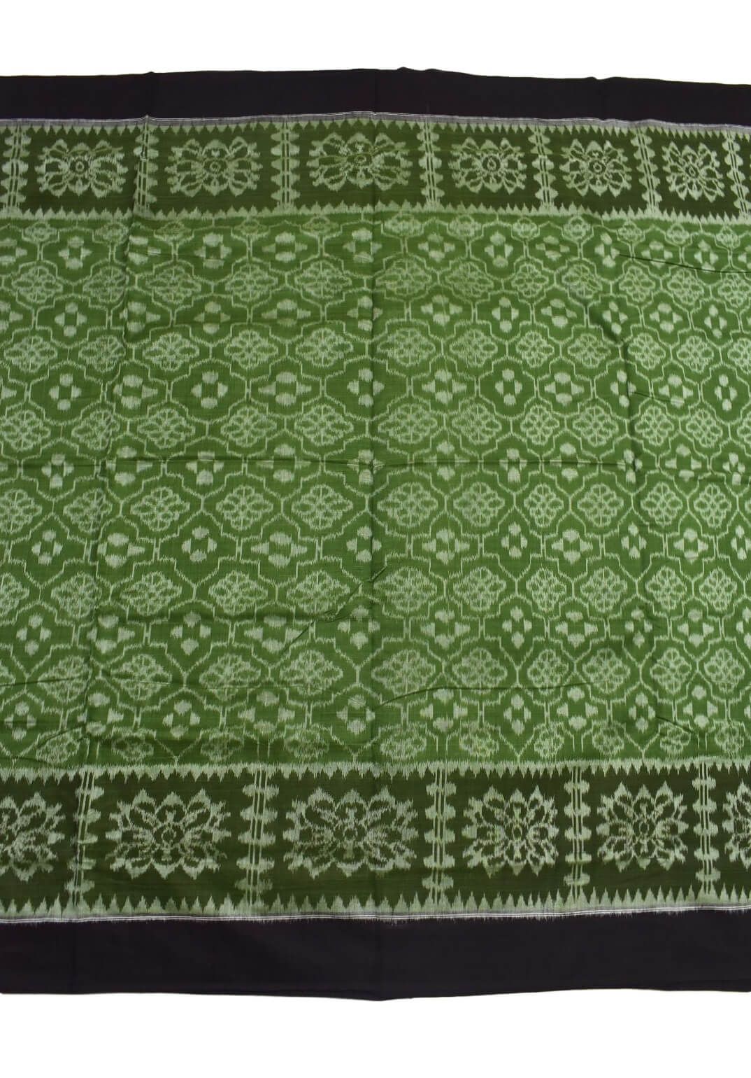 Mehendi Colour Plane Border Sambalpuri Handloom Cotton Saree