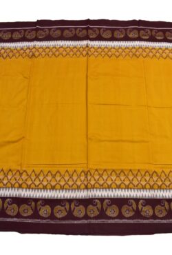 Yellow Colour Plane Border Sambalpuri Handloom Cotton Saree