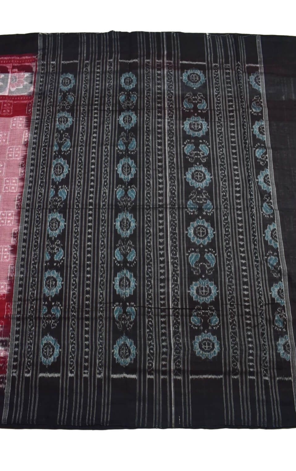 Pitch Colour Plane Border Sambalpuri Handloom Cotton Saree - Image 2