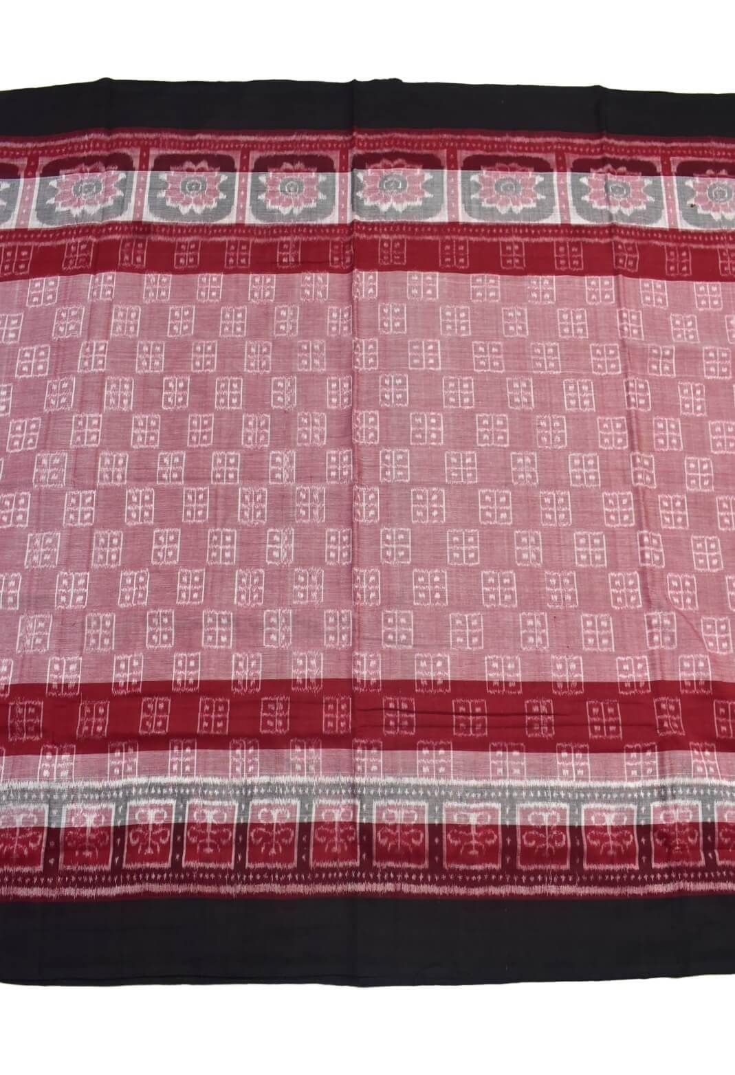 Pitch Colour Plane Border Sambalpuri Handloom Cotton Saree