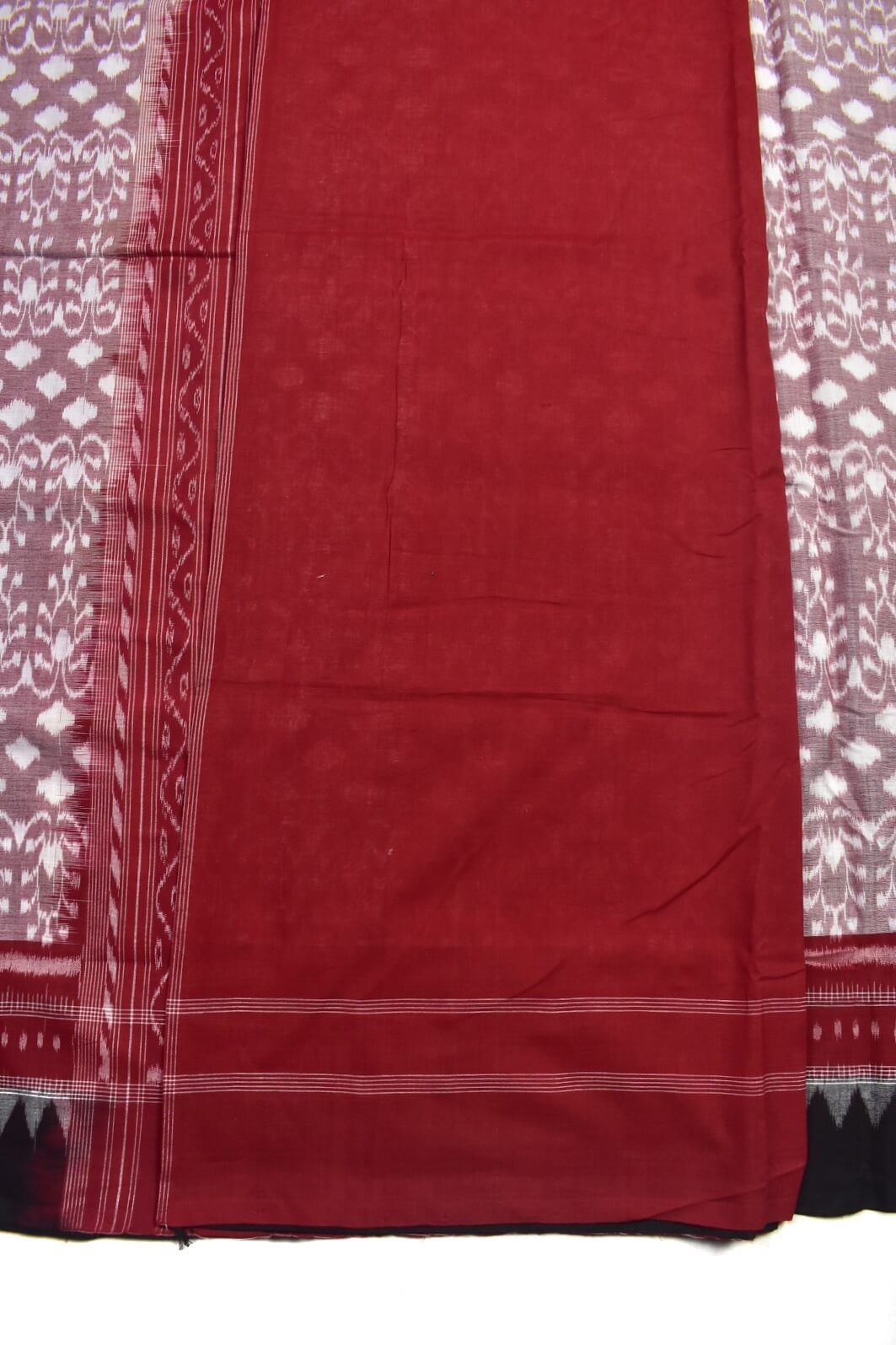 Pitch Colour Plane Border Sambalpuri Handloom Cotton Saree - Image 5
