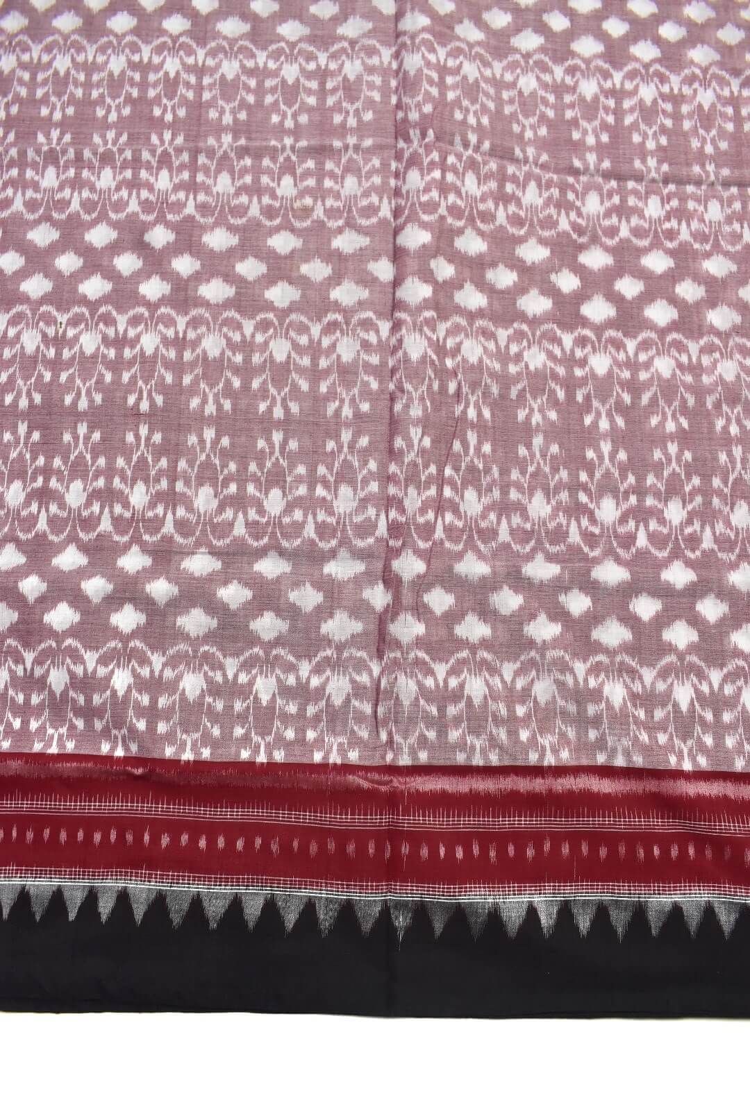 Pitch Colour Plane Border Sambalpuri Handloom Cotton Saree - Image 4