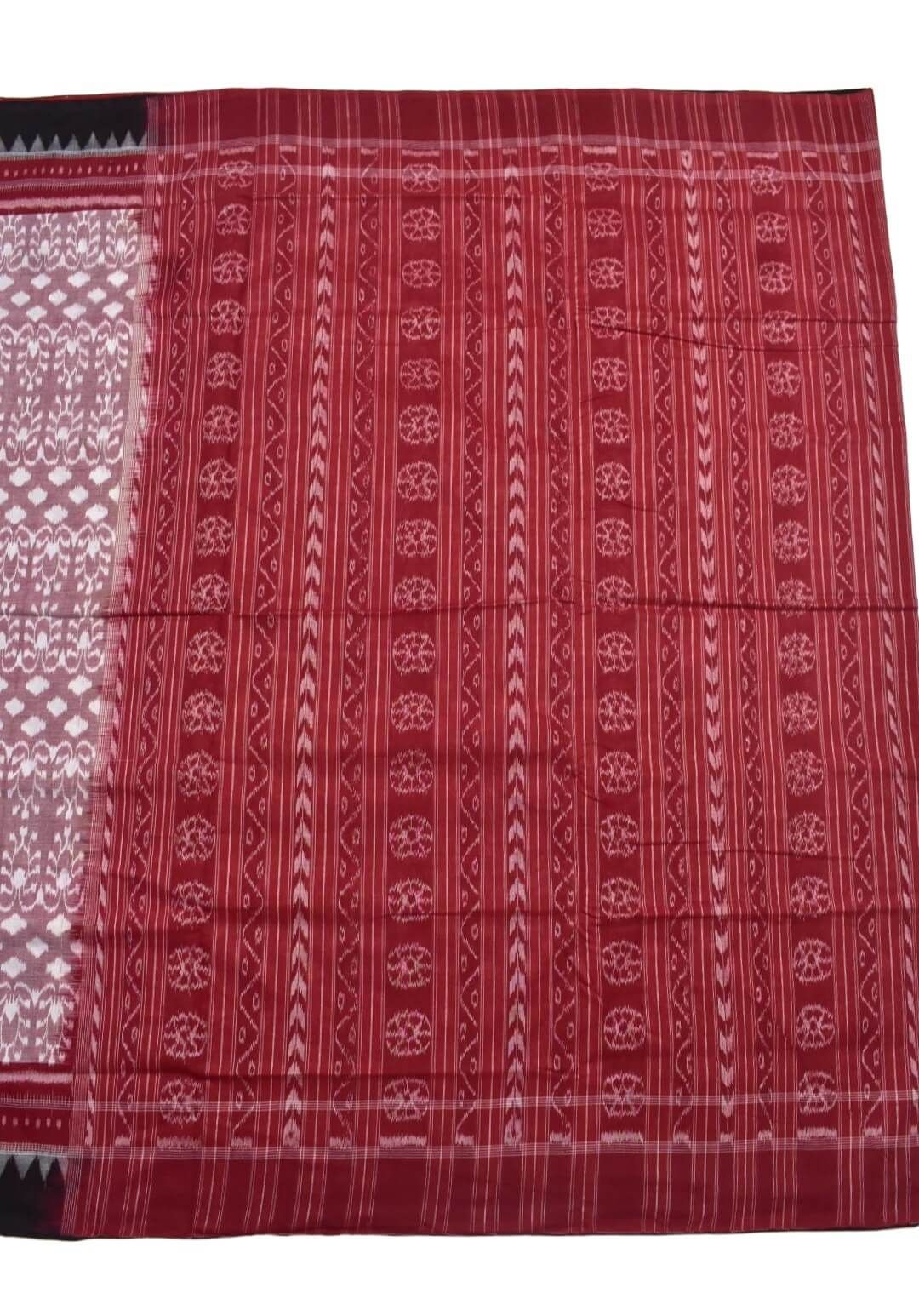 Pitch Colour Plane Border Sambalpuri Handloom Cotton Saree - Image 2