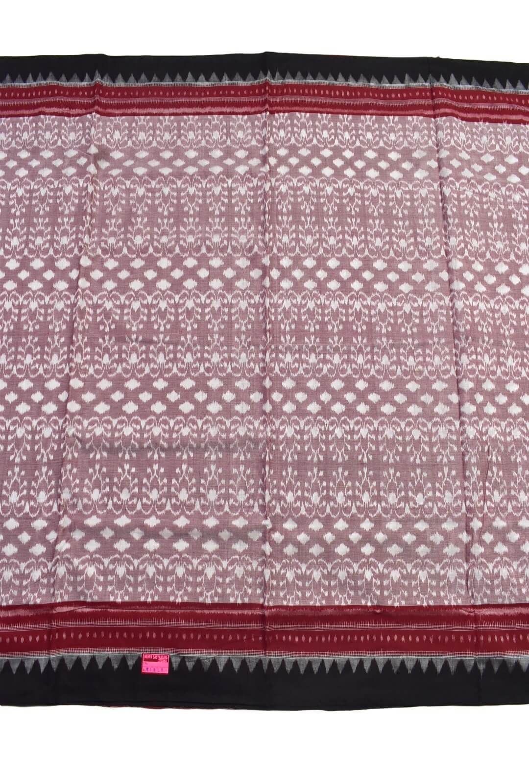 Pitch Colour Plane Border Sambalpuri Handloom Cotton Saree