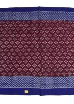 Maroon Colour Plane Border Sambalpuri Handloom Cotton Saree