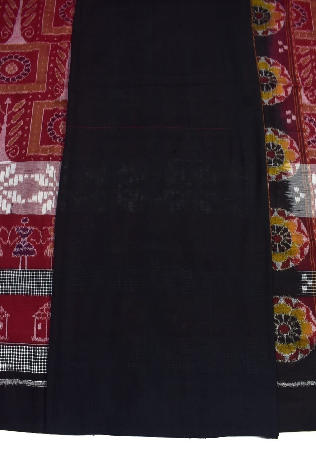 Red Colour Plane Border Sambalpuri Handloom Cotton Saree - Image 5
