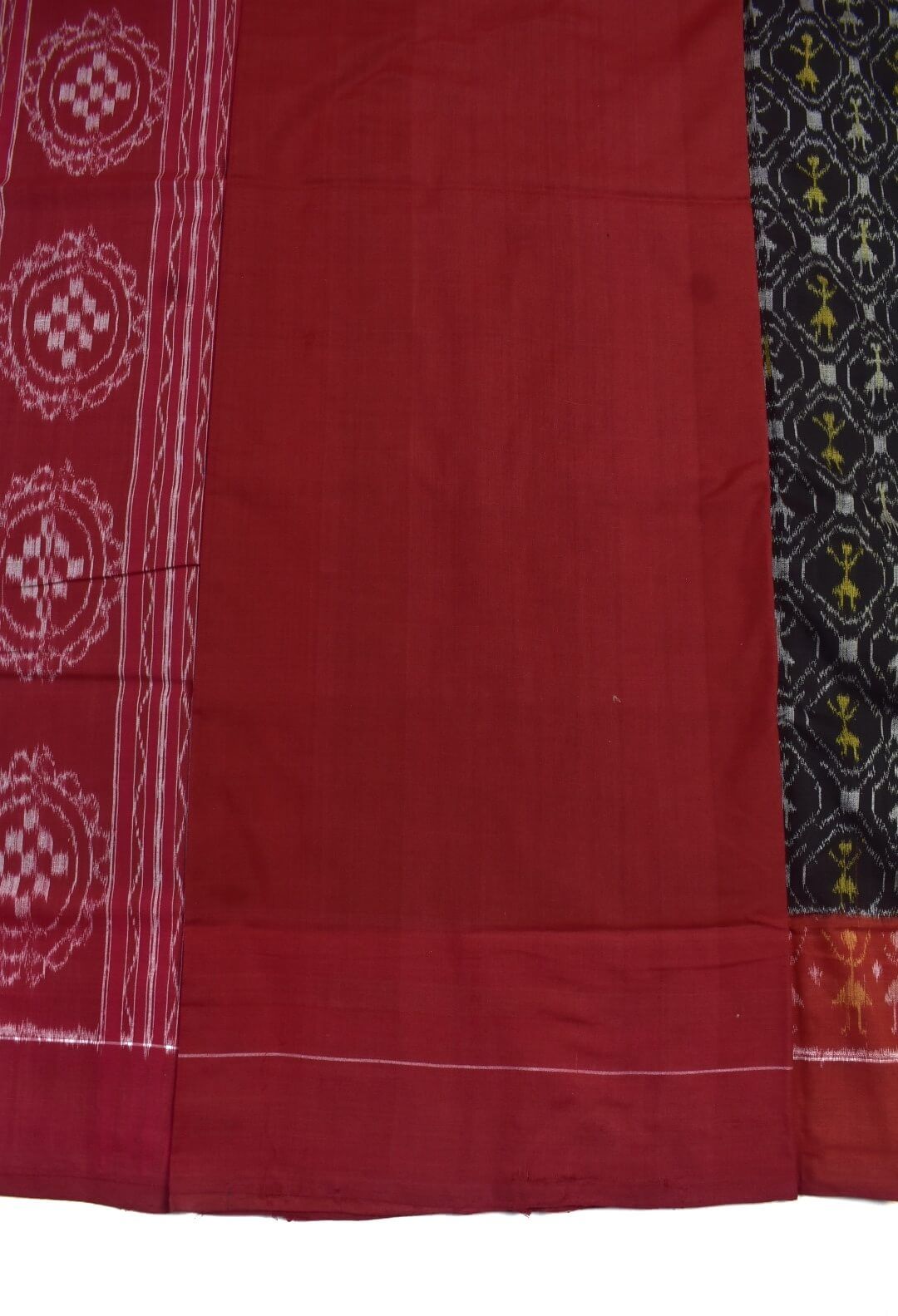 Black Colour Plane Border Sambalpuri Handloom Cotton Saree - Image 5