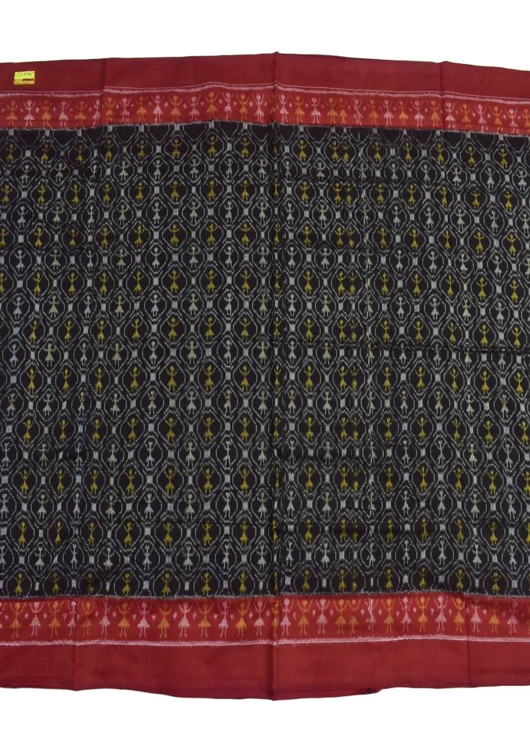 Black Colour Plane Border Sambalpuri Handloom Cotton Saree