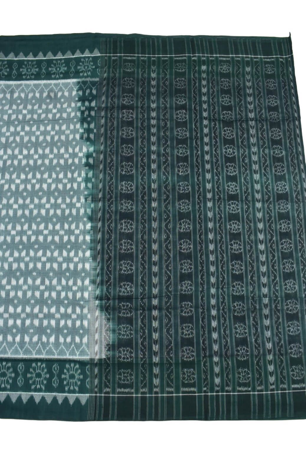 White Colour Plane Border Sambalpuri Handloom Cotton Saree - Image 2