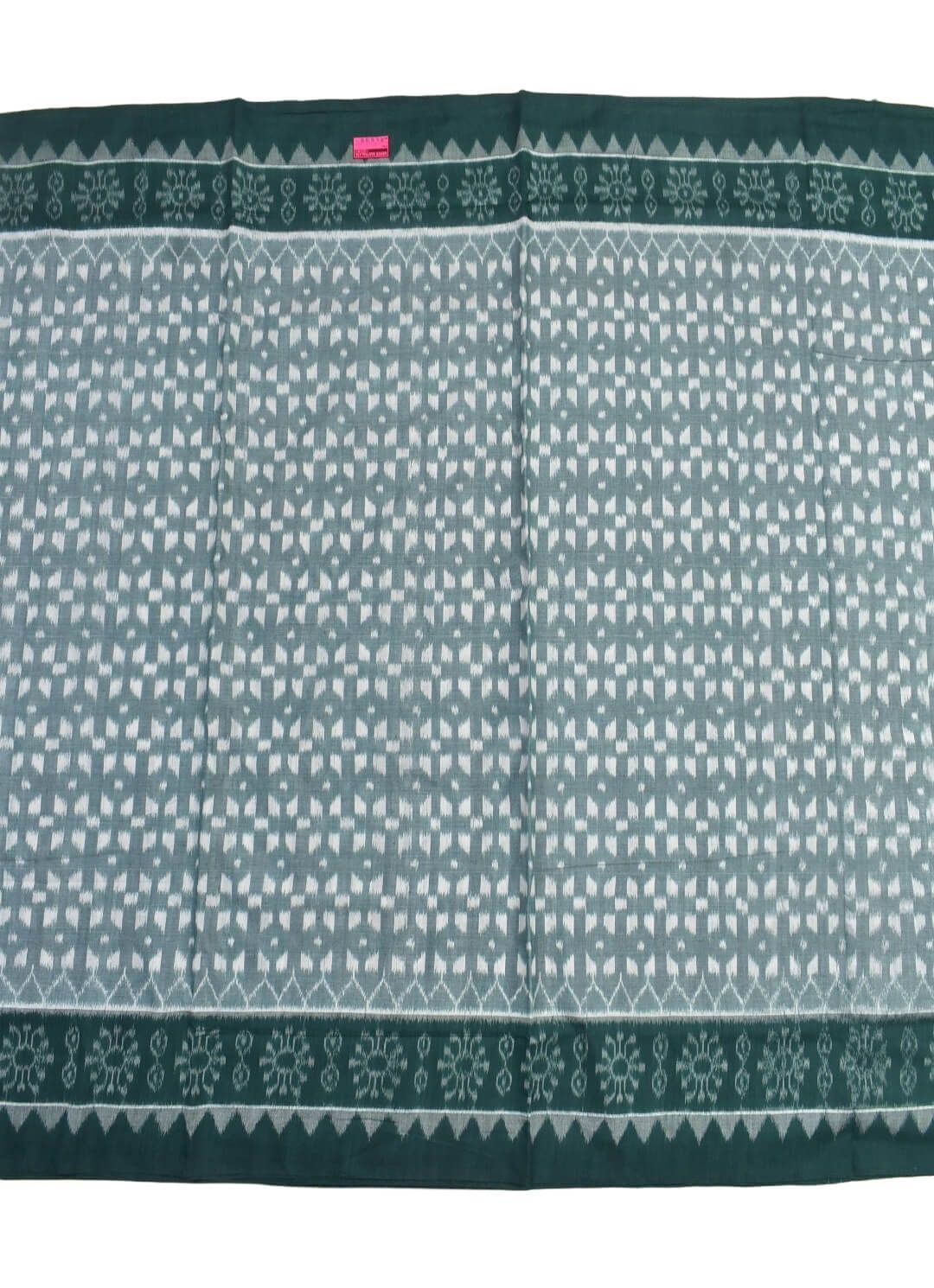 White Colour Plane Border Sambalpuri Handloom Cotton Saree