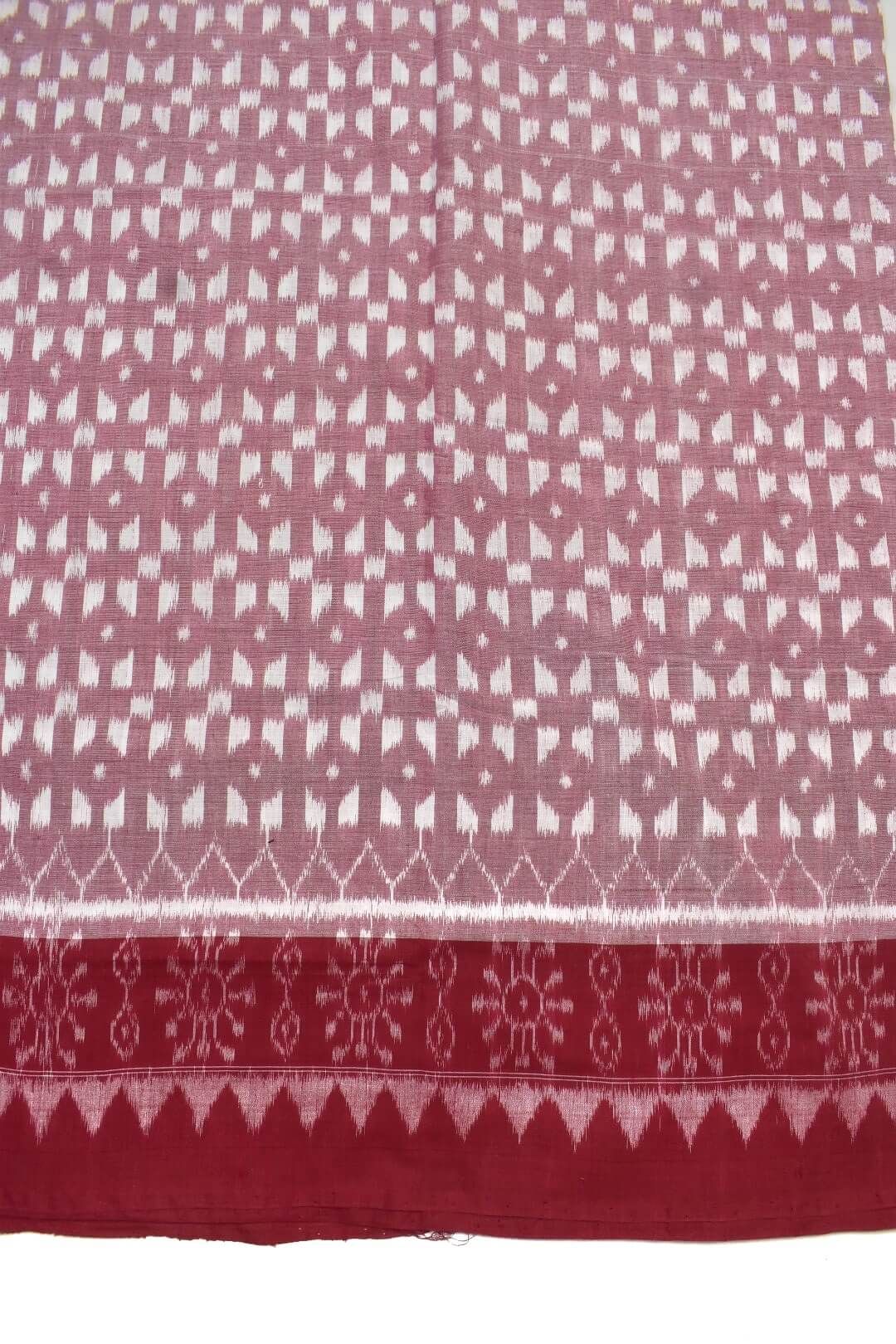 White Colour Plane Border Sambalpuri Handloom Cotton Saree - Image 4