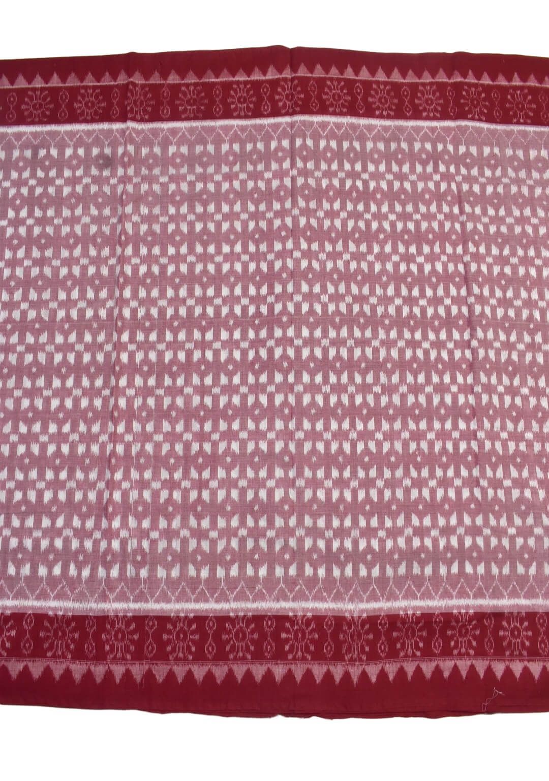 White Colour Plane Border Sambalpuri Handloom Cotton Saree