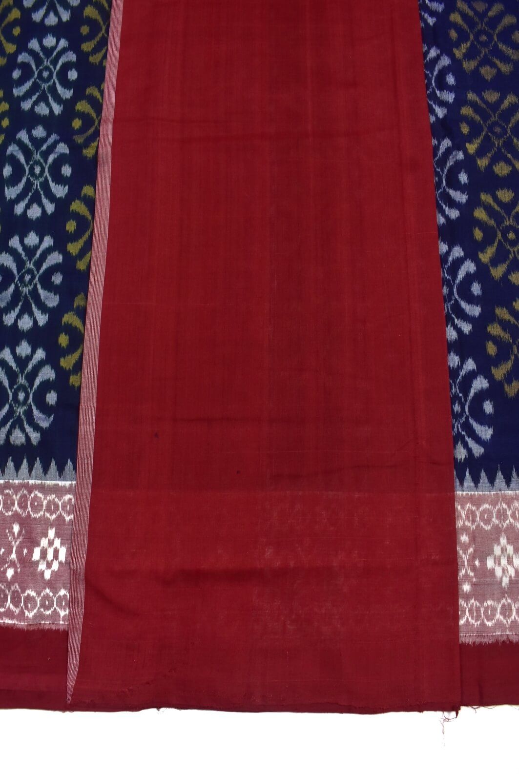 Navy Colour Plane Border Sambalpuri Handloom Cotton Saree - Image 5
