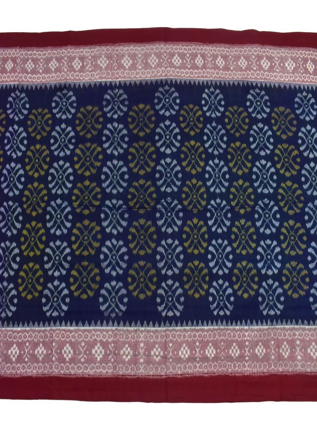 Navy Colour Plane Border Sambalpuri Handloom Cotton Saree