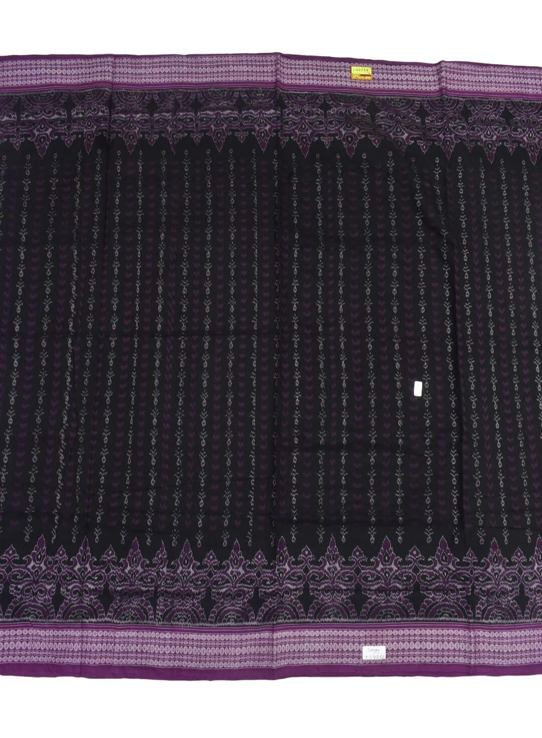 Black Colour Pasapali Design Sambalpuri Handloom Cotton Saree