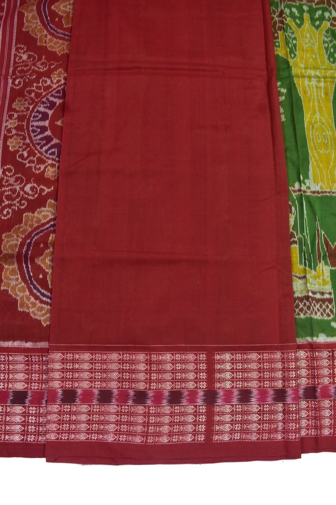 Green Colour Pasapali Design Sambalpuri Handloom Cotton Saree - Image 5