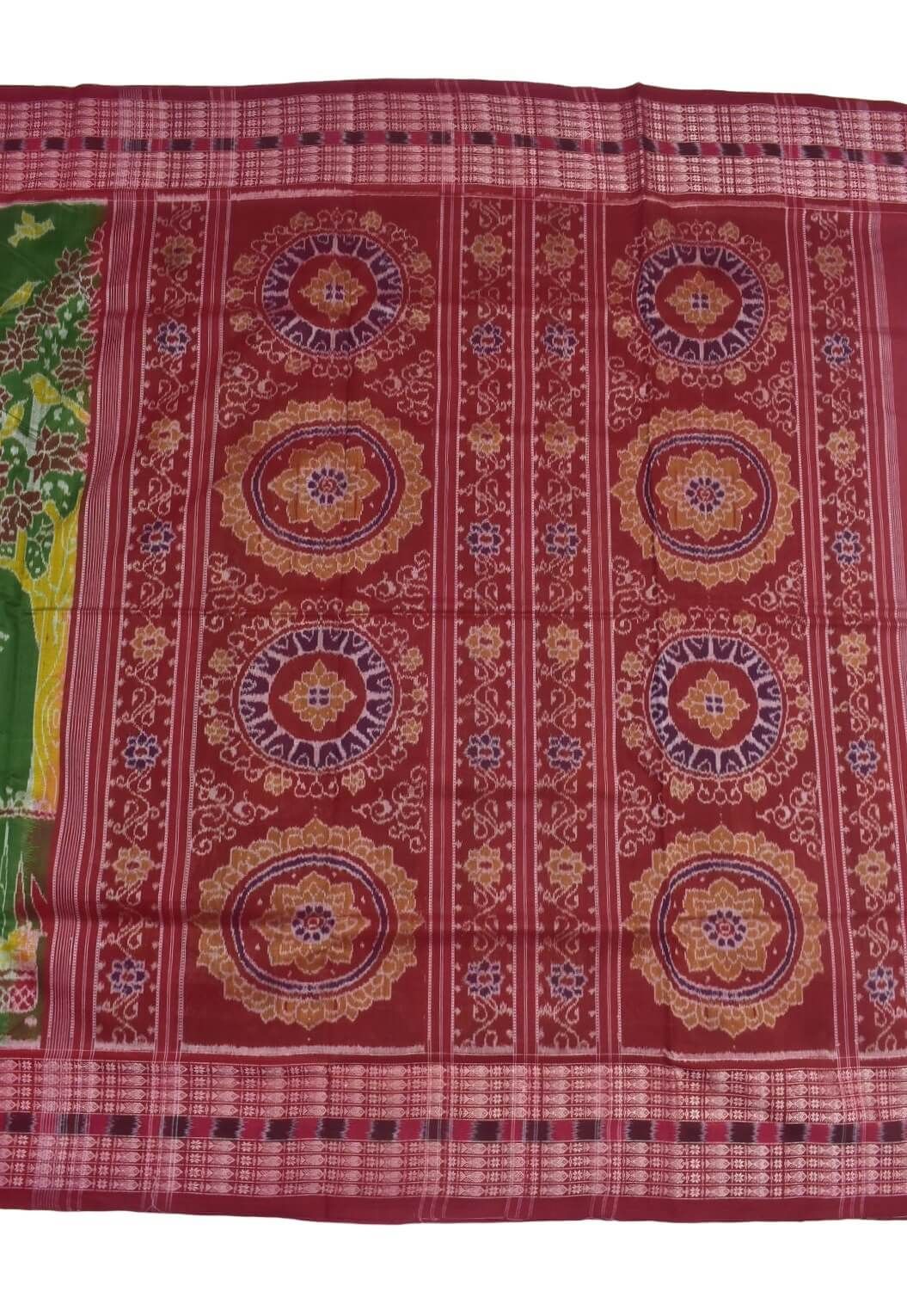 Green Colour Pasapali Design Sambalpuri Handloom Cotton Saree - Image 2