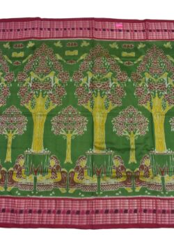 Green Colour Pasapali Design Sambalpuri Handloom Cotton Saree