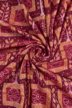 Maroon Colour Sambalpuri Handloom Cotton Fabrics