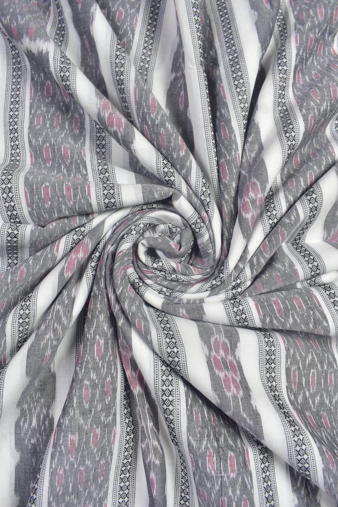White Colour Sambalpuri Handloom Cotton Fabric