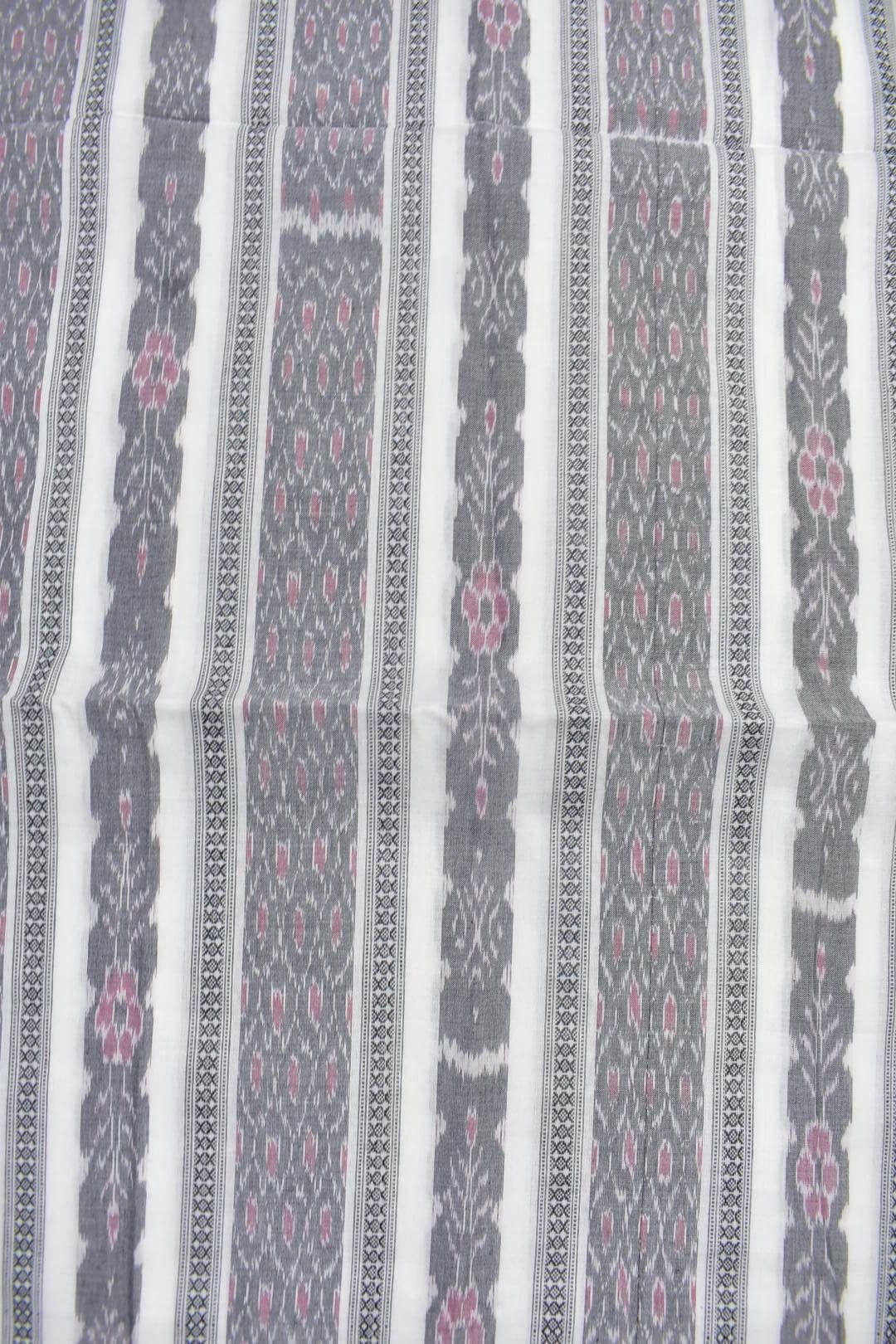 White Colour Sambalpuri Handloom Cotton Fabric - Image 2