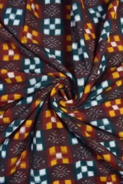 Green-Yellow Pasapali Design Sambalpuri Handloom Cotton Fabrics