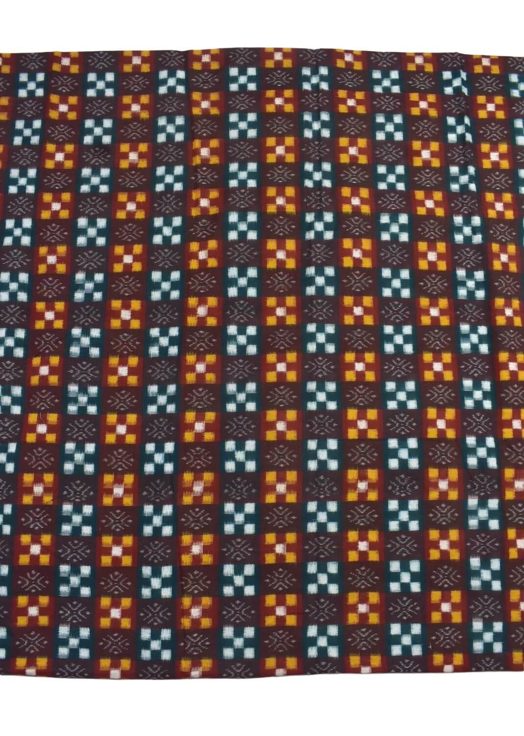 Green-Yellow Pasapali Design Sambalpuri Handloom Cotton Fabrics - Image 2