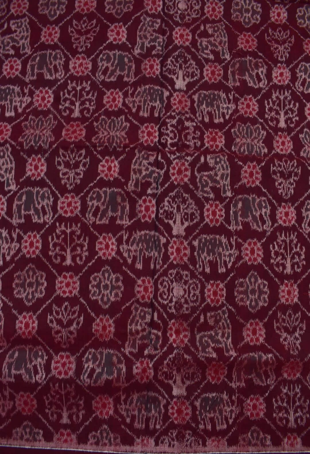 Maroon Colour Sambalpuri Handloom Cotton Fabrics - Image 3