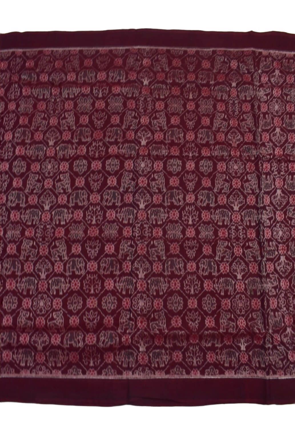 Maroon Colour Sambalpuri Handloom Cotton Fabrics - Image 2