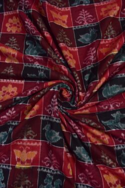 Black-Red Colour Sambalpuri Handloom Cotton Fabrics