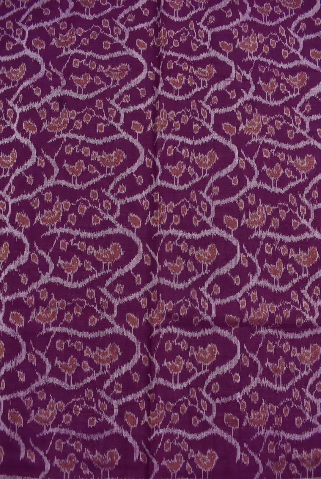 Purple Colour Sambalpuri Handloom Cotton Dress Material - Image 5