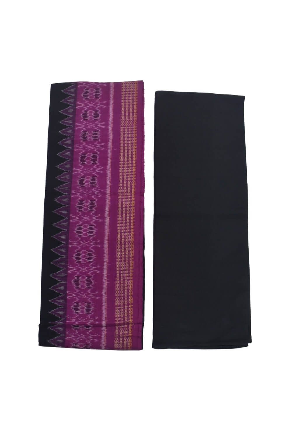 Purple Colour Sambalpuri Handloom Cotton Dress Material - Image 2