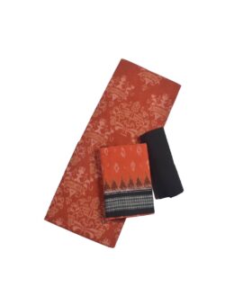 Orange Colour Sambalpuri Handloom Cotton Dress Material