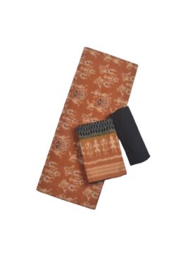Rust Colour Tribal Design Sambalpuri Handloom Cotton Dress Material