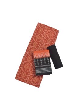 Orange Colour Sambalpuri Handloom Cotton Dress Material