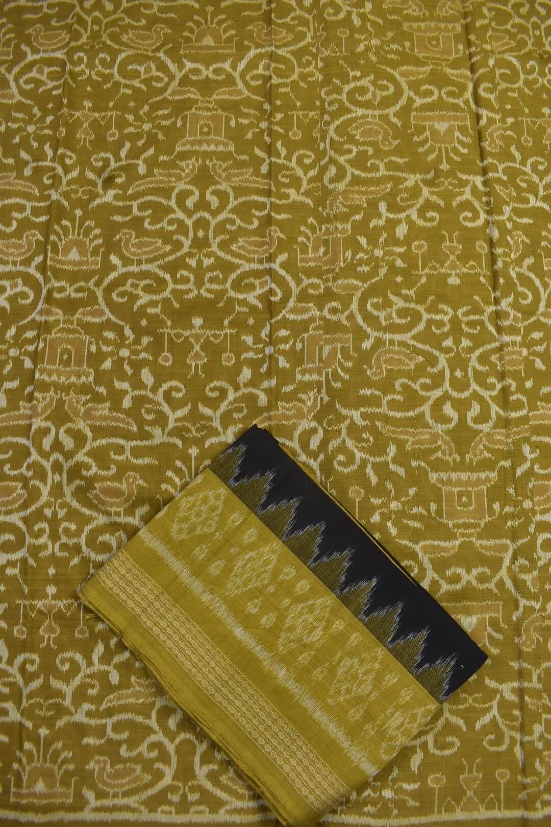 Amber Colour Sambalpuri Handloom Cotton Dress Material - Image 3